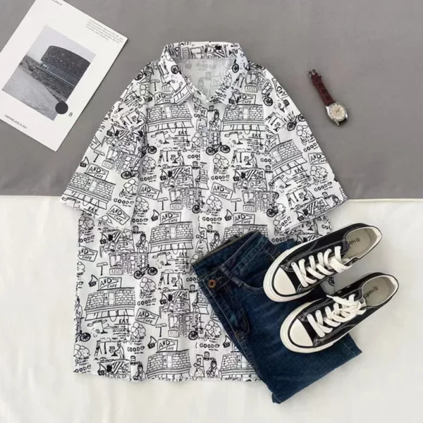 Men's Hawaiian Cartoon Print Shirt - Image 5
