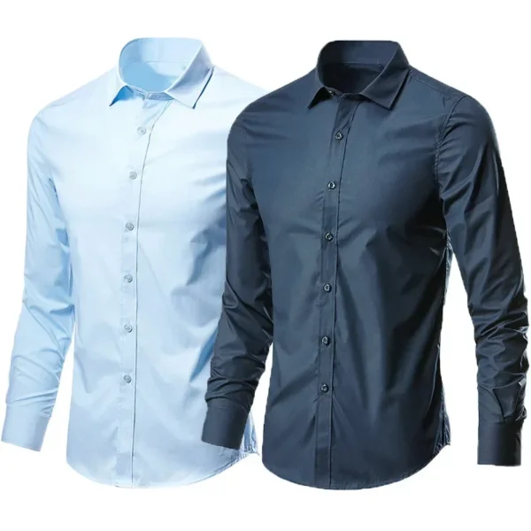 Men's White Long-Sleeved Non-Iron Dress Shirt - Image 3