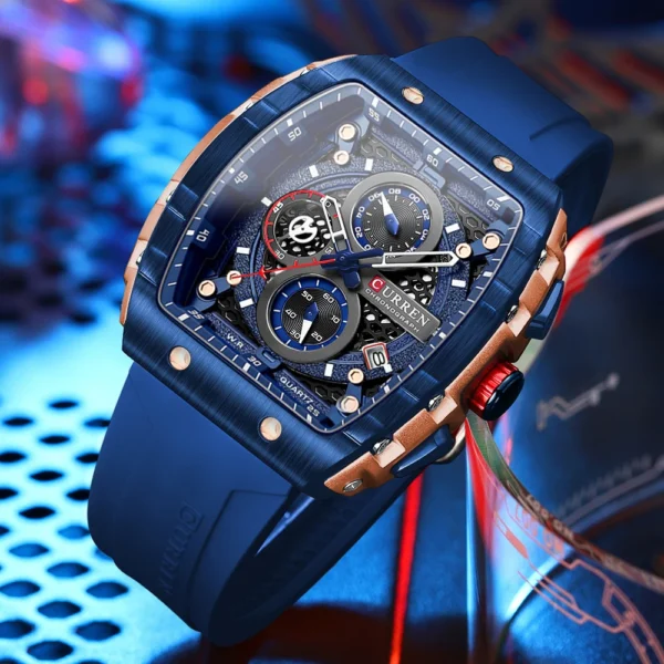 CURREN Sports Rectangular Quartz Watch – Bold, Modern & Unstoppable - Image 3