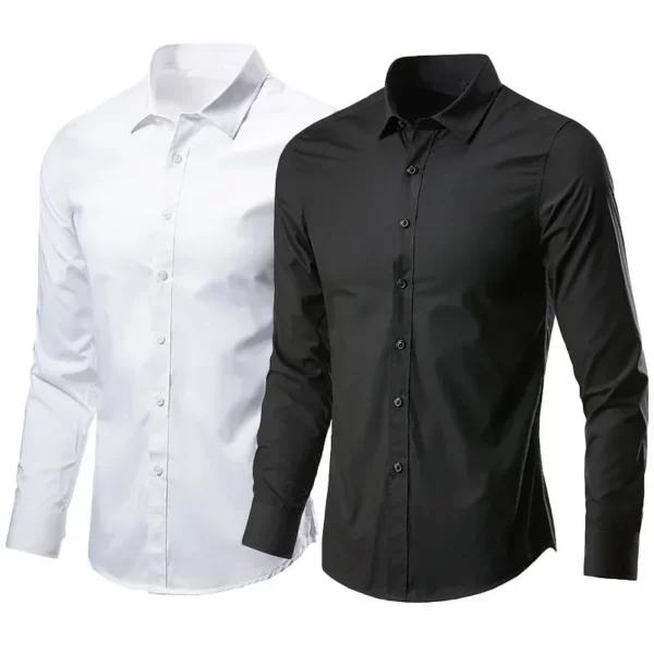 Men's White Long-Sleeved Non-Iron Dress Shirt - Image 2
