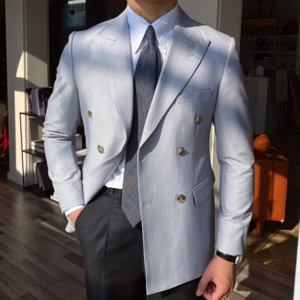 2025 British Style Double Breasted Blazer for Men - Image 2