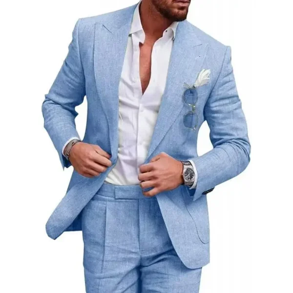 Men’s Linen Suit 2-Piece Slim Fit – Perfect for Summer Weddings & Beach Events - Image 9