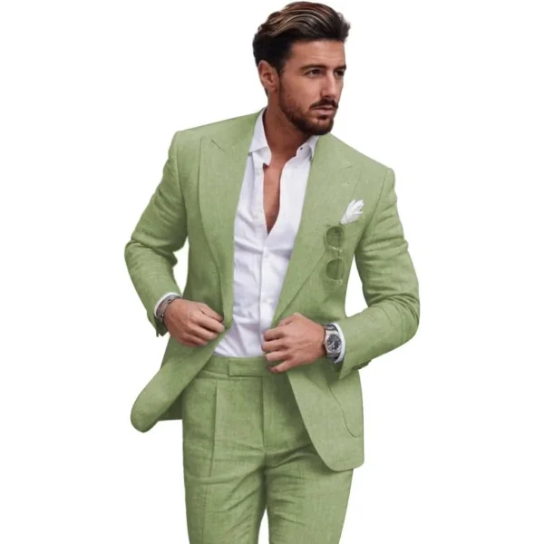 Men’s Linen Suit 2-Piece Slim Fit – Perfect for Summer Weddings & Beach Events - Image 2