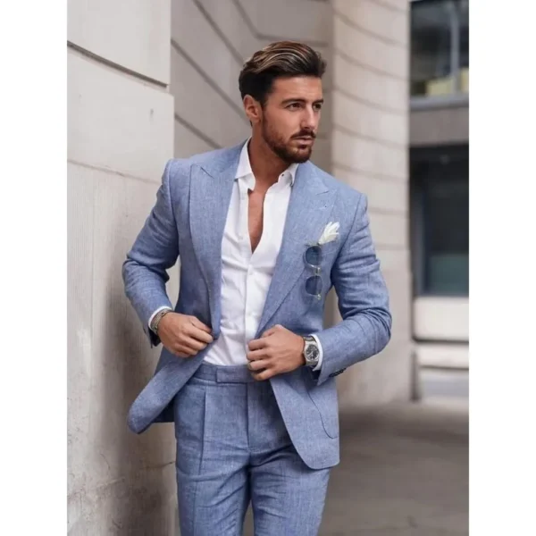 Men’s Linen Suit 2-Piece Slim Fit – Perfect for Summer Weddings & Beach Events