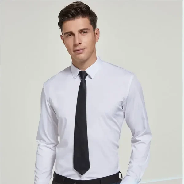 Men's White Long-Sleeved Non-Iron Dress Shirt